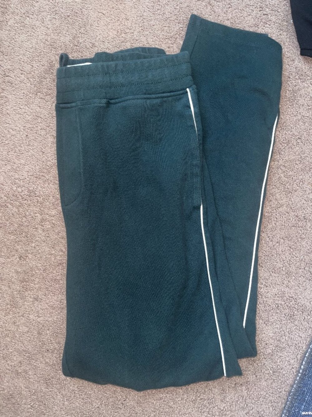 Men's Green Athletic Sweat Pants with White Stripe